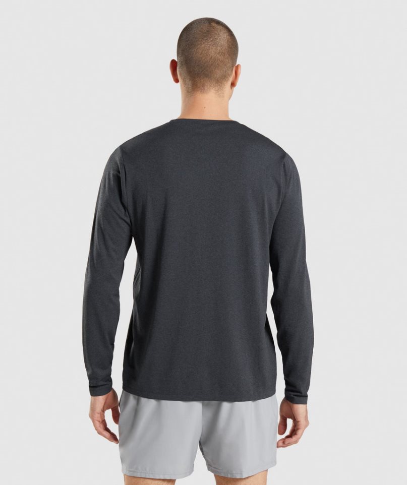 Men's Gymshark Arrival Seamless Long Sleeve T-Shirts Black | CA 7A8ND1